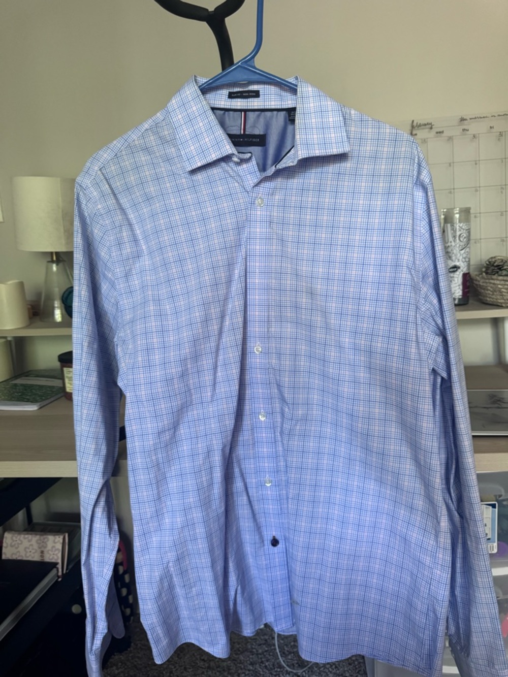 Tommy Hilfiger Light Blue Windowpane Dress Shirt